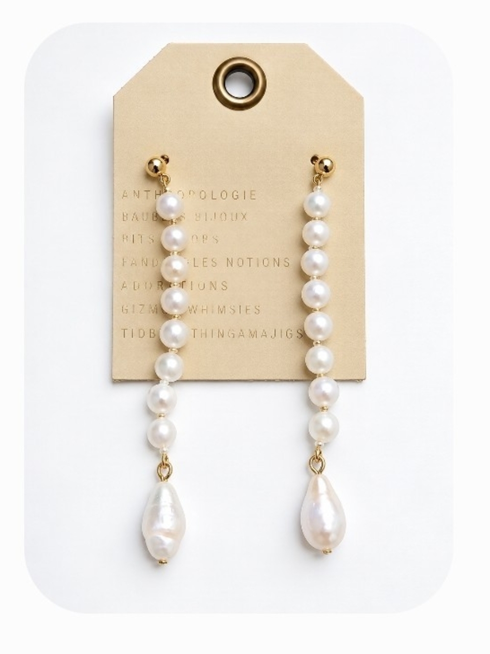 Anthropologie Pearl Linear Drop Earrings